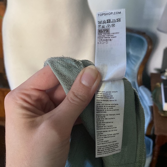 Top shop sage green peplum blouse. Size 2. - Picture 5 of 6